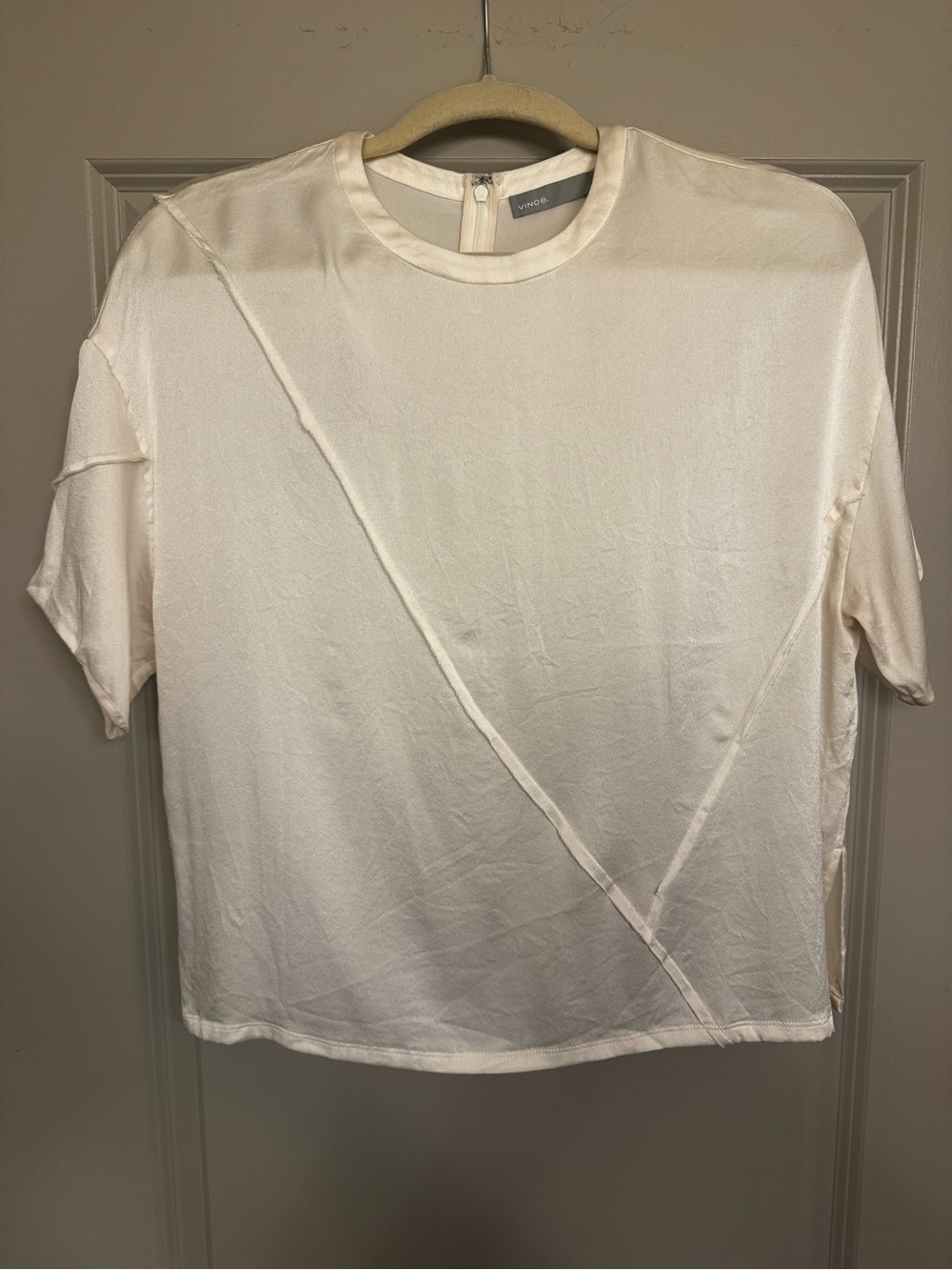 Vince Cream Silk Short Sleeve Tee